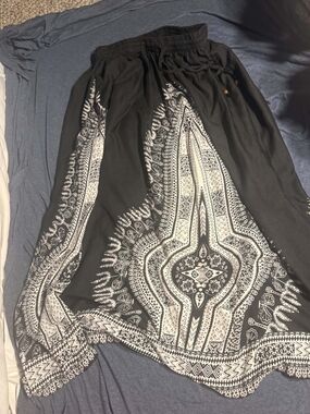 Black Elastic Waist Skirt with Subtle Sheen